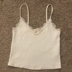 White Garage lace trim tank top
